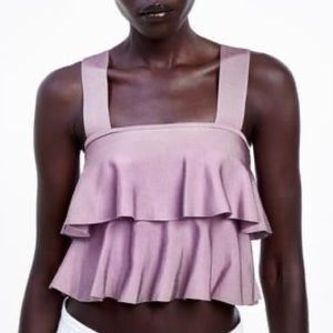 ZARA Cropped Ruffle Tank
